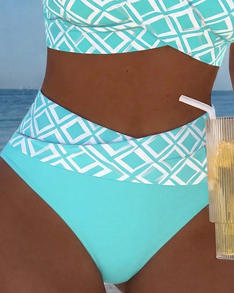 Divdažni Bikini sa Rezom Brusa i Dijamantskim Uzorkom