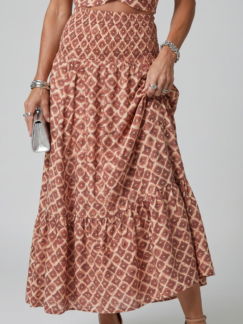 Ivana | Halter Geometrijski Print Izrezani Midi Haljina