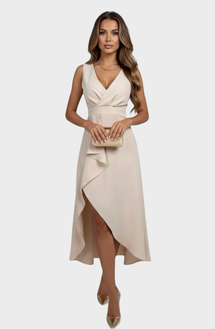 Sophie | Elegantna Midi Haljina s V-Izrezom
