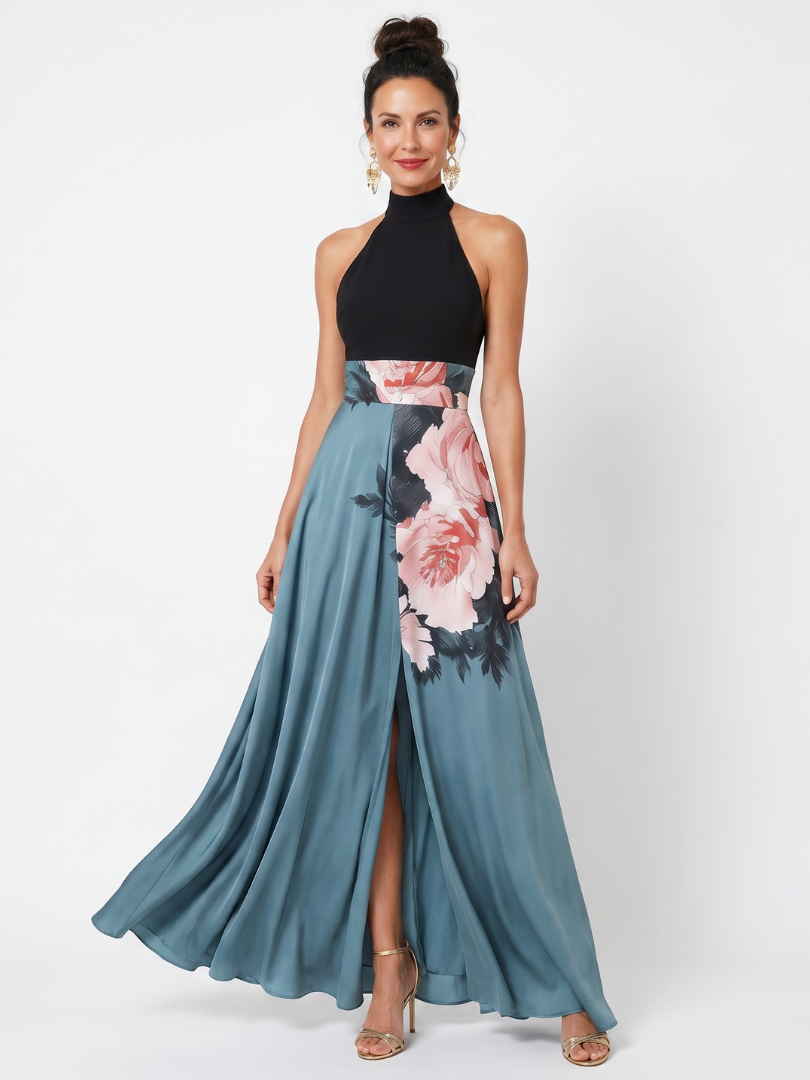 Marija | Halter Bodice Cvjetna Maxi Haljina