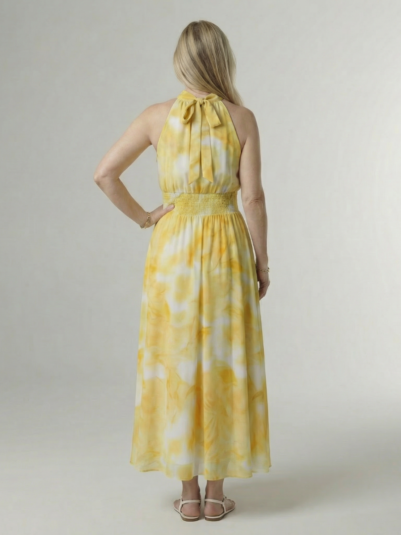 Sanja | Midi halter haljina sa nabranim strukom